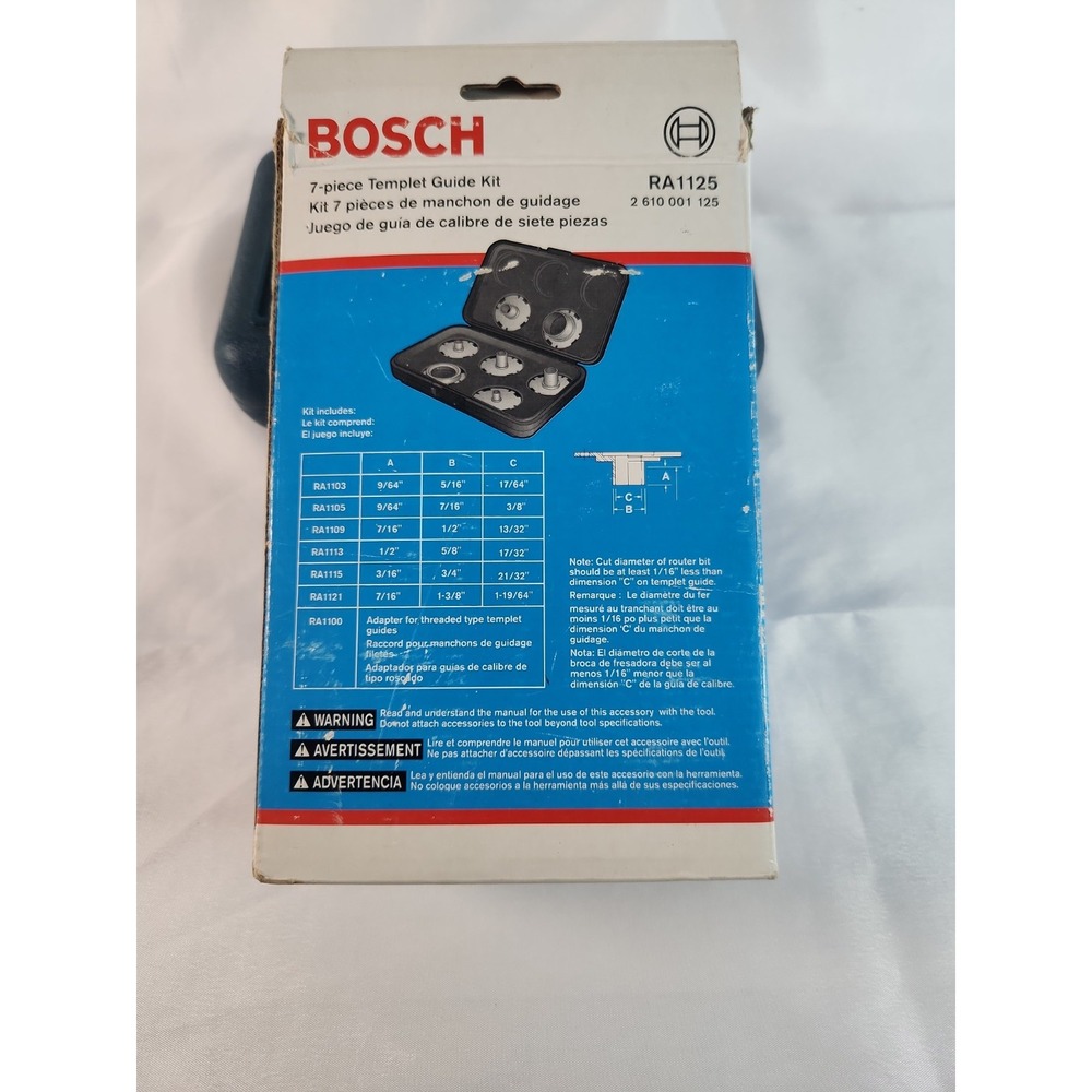 Bosch Router Template Guide Set 7 Pc #RA1125 w/Case - Picture 5 of 7